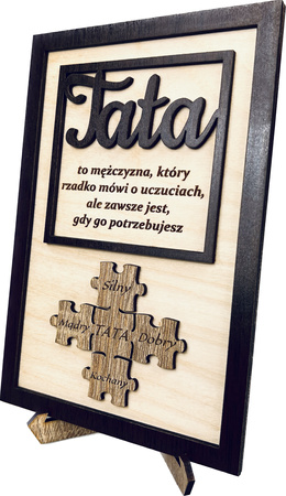 STATUETKA DREWNIANA NA DZIEŃ TATY PREZENT UPOMINEK Z NADRUKIEM GRAWER TATA