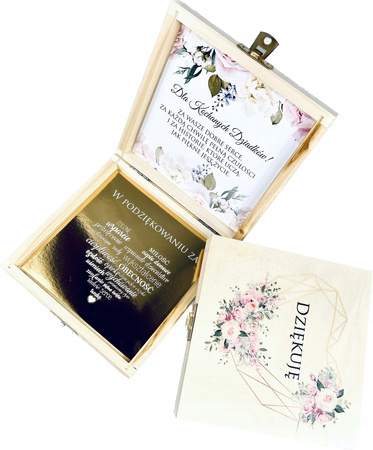 PREZENT NA DZIEŃ BABCI DZIADKA DREWNIANE PUDEŁKO PODZIĘKOWANIE ZŁOTE SERCE