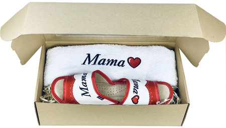 Prezent na Dzień Mamy Skórzane Kapcie + Ręcznik