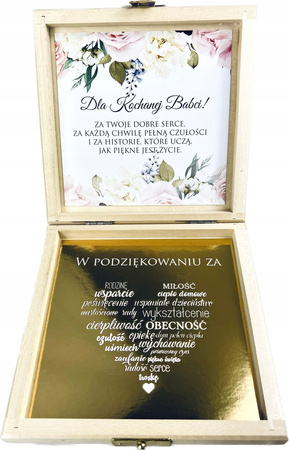  DREWNIANA SZKATUŁKA BABCIA Z NAPISEM SERCE 