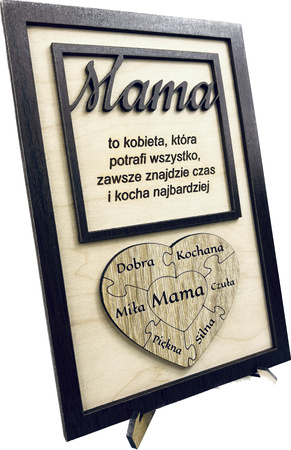 STATUETKA DREWNIANA NA DZIEŃ MAMY PREZENT UPOMINEK Z NADRUKIEM GRAWER MAMA