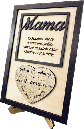 STATUETKA DREWNIANA NA DZIEŃ MAMY PREZENT UPOMINEK Z NADRUKIEM GRAWER MAMA