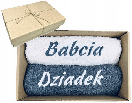 PREZENT NA DZIEŃ BABCI I DZIADKA ZESTAW RĘCZNIK BABCIA DZIADEK RĘCZNIKI