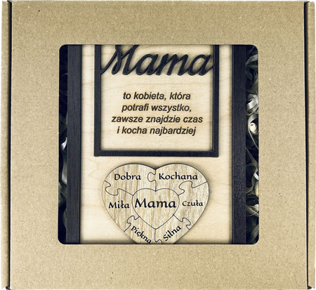 STATUETKA DREWNIANA NA DZIEŃ MAMY PREZENT UPOMINEK Z NADRUKIEM GRAWER MAMA
