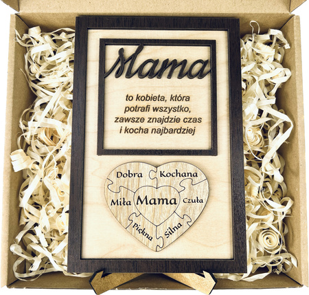 STATUETKA DREWNIANA NA DZIEŃ MAMY PREZENT UPOMINEK Z NADRUKIEM GRAWER MAMA