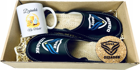 PREZENT NA DZIEŃ DZIADKA KAPCIE SKÓRZANE + KUBEK DZIADEK +PODKŁADKA ZESTAW