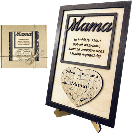 STATUETKA DREWNIANA NA DZIEŃ MAMY PREZENT UPOMINEK Z NADRUKIEM GRAWER MAMA