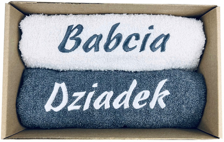 PREZENT NA DZIEŃ BABCI I DZIADKA ZESTAW RĘCZNIK BABCIA DZIADEK RĘCZNIKI
