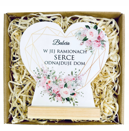 STATUETKA SERCE PREZENT NA DZIEŃ BABCI UPOMINEK Z NADRUKIEM