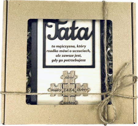 STATUETKA DREWNIANA NA DZIEŃ TATY PREZENT UPOMINEK Z NADRUKIEM GRAWER TATA