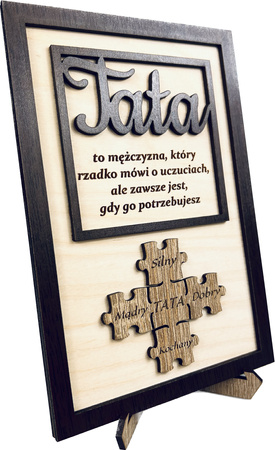 STATUETKA DREWNIANA NA DZIEŃ TATY PREZENT UPOMINEK Z NADRUKIEM GRAWER TATA