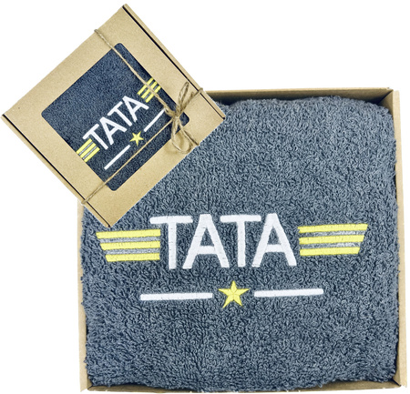 UPOMINEK NA DZIEŃ TATY RĘCZNIK TATA SERCE PREZENT GOTOWY DO WRĘCZENIA