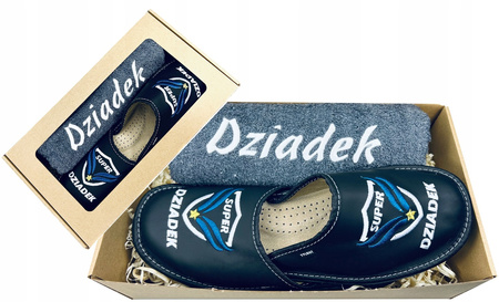 PREZENT NA DZIEŃ DZIADKA KAPCIE SKÓRZANE + RĘCZNIK ZESTAW PREZENTOWY