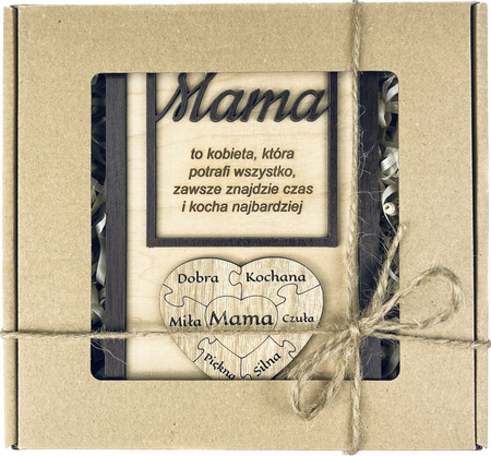 STATUETKA DREWNIANA NA DZIEŃ MAMY PREZENT UPOMINEK Z NADRUKIEM GRAWER MAMA