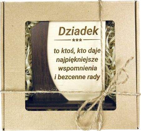 PREZENT DLA DZIADKA STATUETKA DZIADEK Z NAPISEM NA DZIEŃ DZIADKA DREWNIANA