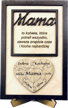 STATUETKA DREWNIANA NA DZIEŃ MAMY PREZENT UPOMINEK Z NADRUKIEM GRAWER MAMA