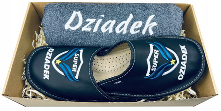 PREZENT NA DZIEŃ DZIADKA KAPCIE SKÓRZANE + RĘCZNIK ZESTAW PREZENTOWY